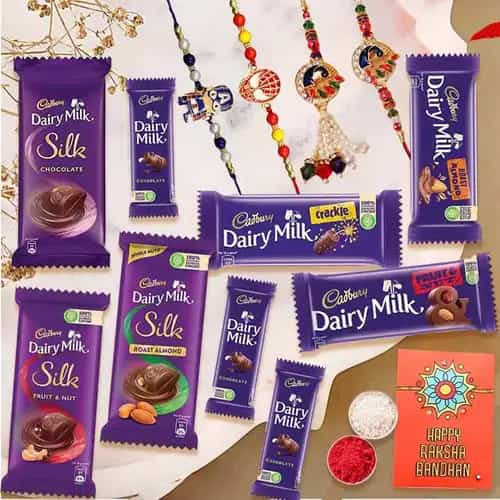 Assorted Cadbury With Family Rakhi Set Gift for Brother