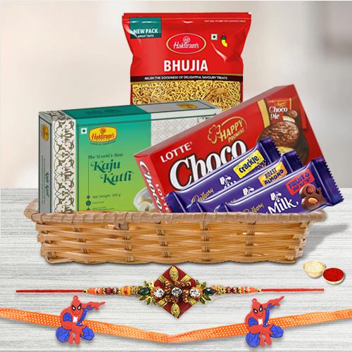 Suave Family Rakhi Set with Chocolates Kaju Katli n Bhujiya
