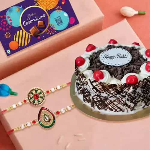 Arresting Rakhi Twins with Chocolate Cake  N  Cadbury Celebration Pack