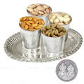 Dry Fruits in Silver Glass and Tray