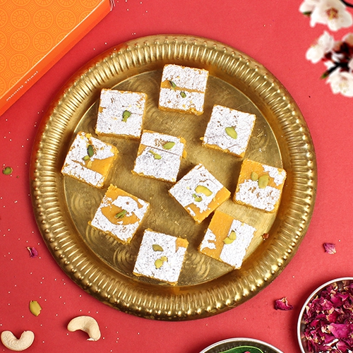 Enticing Mohan Thal Mithai by Kesar