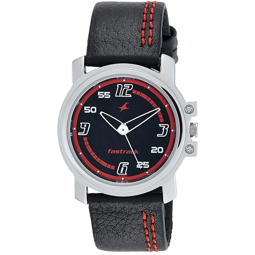 Typically styled round dial wrist watch for gents from Titan Fastrack.