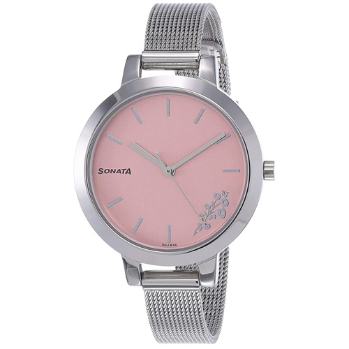 Pretty Sonata Silver Linings Analog Pink Dial Womens Watch